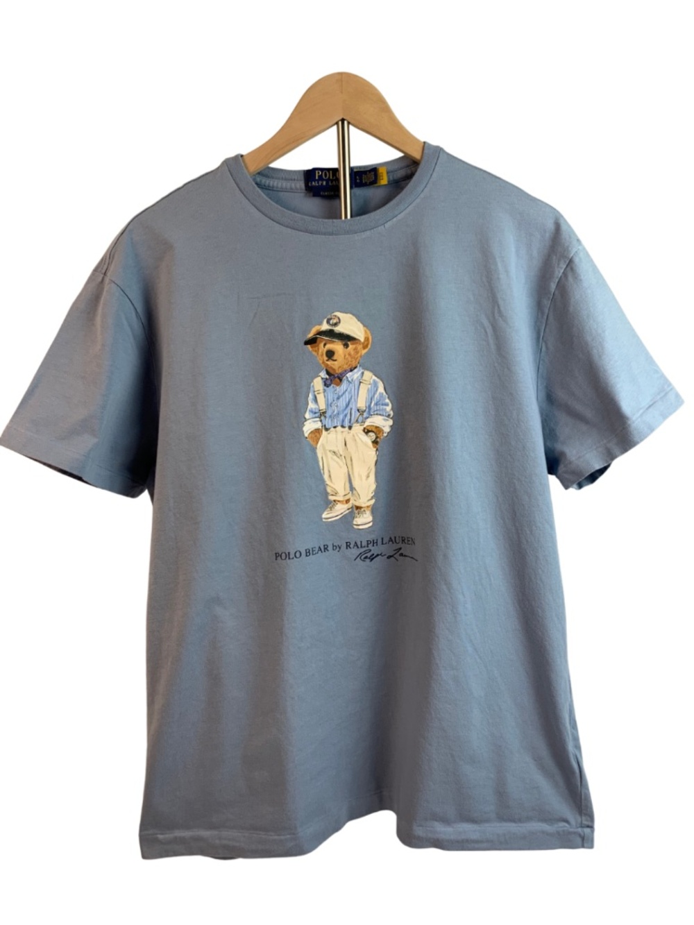 Polo Ralph Lauren Light Blue Short Sleeve Polo Bear Shirt L Classic Fit Preppy